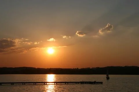 Sunset on lake Stock Photos