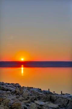 Sunset on the lake Stock Photos