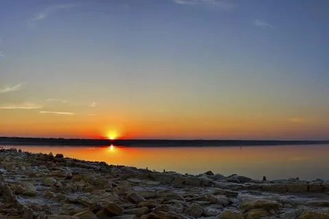 Sunset on the lake Stock Photos