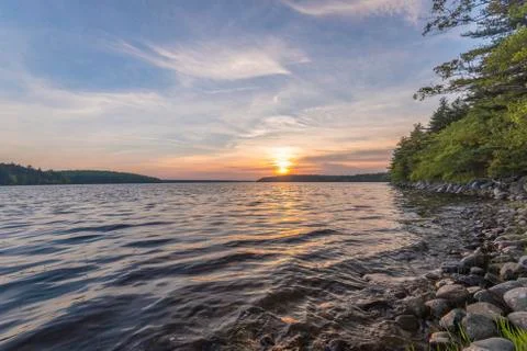 Sunset at lake Stock Photos