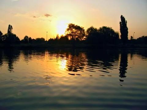Sunset on the lake Foto stock