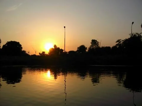 Sunset on the lake Stock Photos