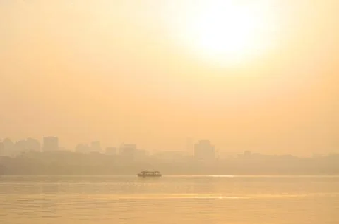 Sunset at the lake Stock Photos