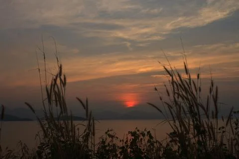 Sunset at lake Stock Photos