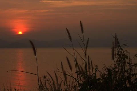 Sunset at lake Stock Photos