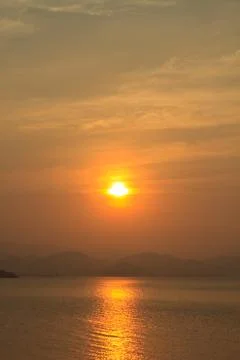 Sunset at lake Stock Photos