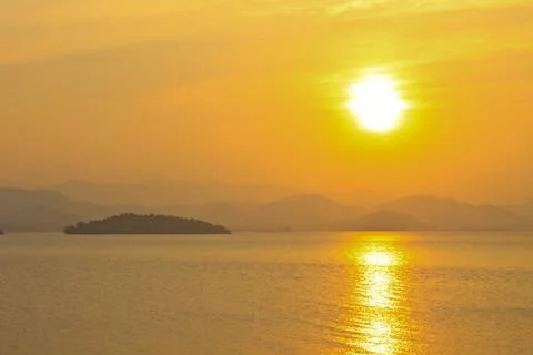 Sunset at lake Stock Photos