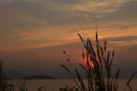 Sunset at lake Stock Photos