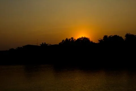 Sunset on the lake Stock Photos