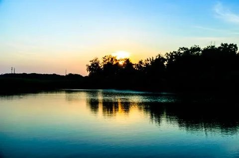 Sunset lake Stock Photos