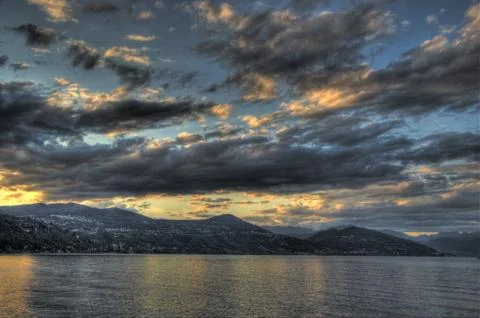 Sunset on the lake Stock Photos