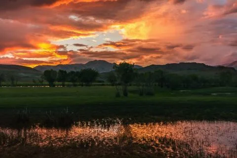 Sunset on the lake Foto stock