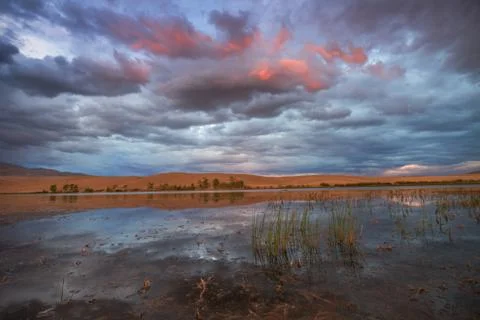 Sunset on the lake Stock Photos