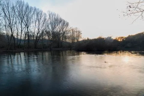 Sunset on the lake 스톡 사진