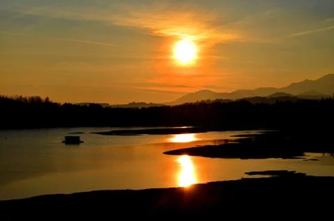 Sunset at the Lake Stock Photos