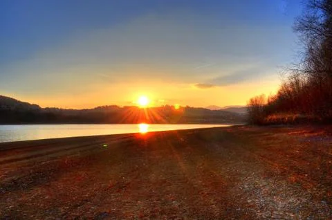 Sunset at the Lake Stock Photos