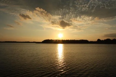 Sunset lake Stock Photos