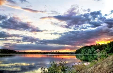 Sunset on the lake Stock Photos