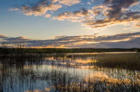 Sunset at the lake Fotos de archivo