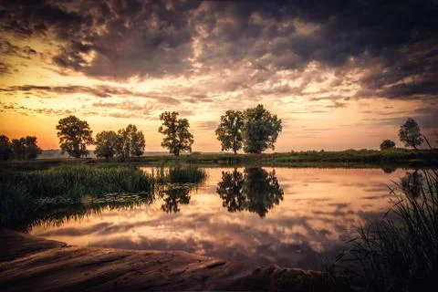 Sunset lake Foto stock