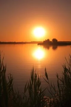 Sunset on the lake. Stock Photos