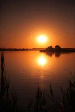 Sunset on the lake Stock Photos