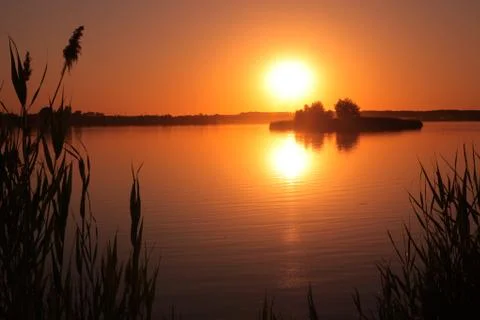 Sunset on the lake Stock Photos