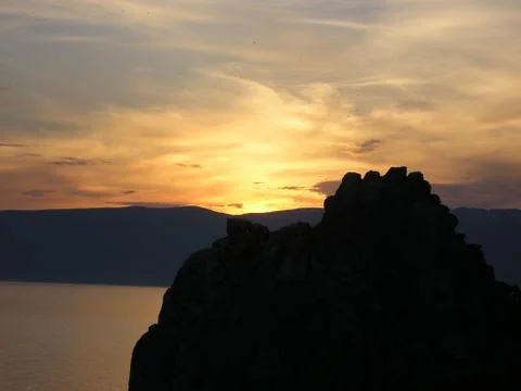 Sunset on the lake 스톡 사진