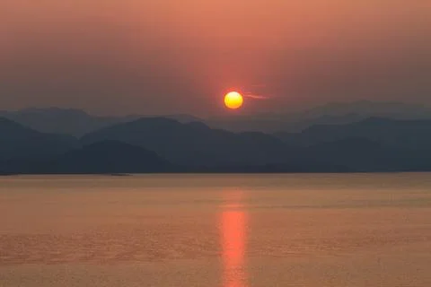 Sunset at lake Stock Photos