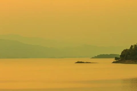 Sunset at lake 스톡 사진