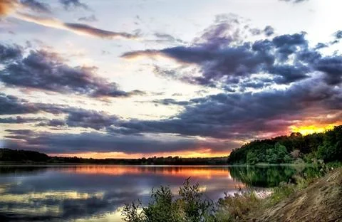 Sunset on the lake Stock Photos