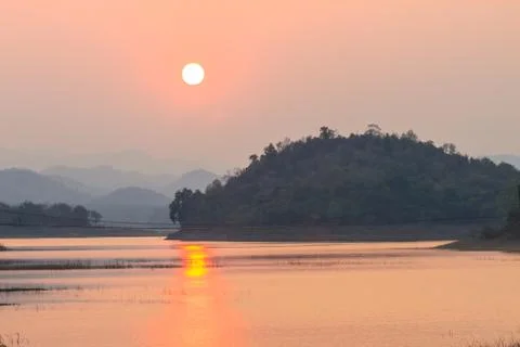 Sunset at lake Stock Photos