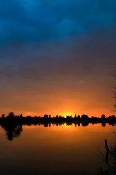 Sunset at the lake Stock Photos