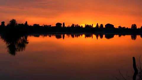 Sunset lake Stock Photos