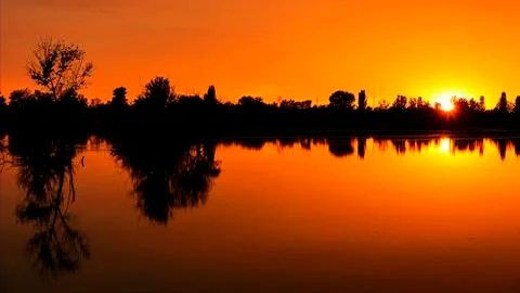 Sunset lake Fotos Stock