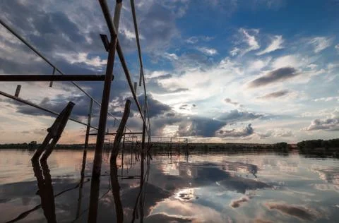 Sunset on a lake Stock Photos