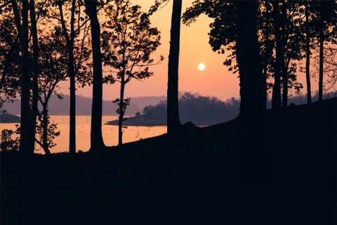 Sunset at the lake Foto stock