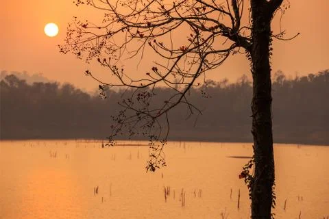 Sunset at the lake Stock Photos