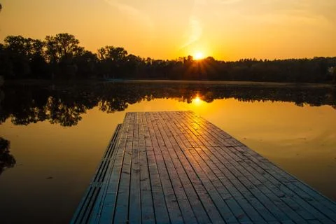 Sunset on the lake Foto stock