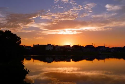 Sunset on the lake Foto stock