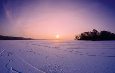 Sunset On The Lake Stock Photos