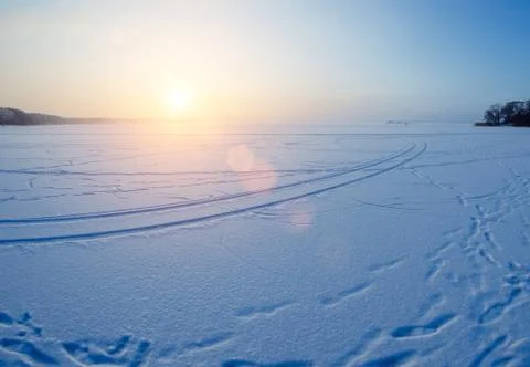 Sunset On The Lake Stock Photos