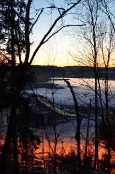 Sunset on the lake Stock Photos