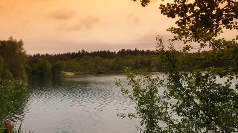 Sunset With Lake 스톡 사진