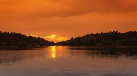 Sunset with Lake Fotos de archivo