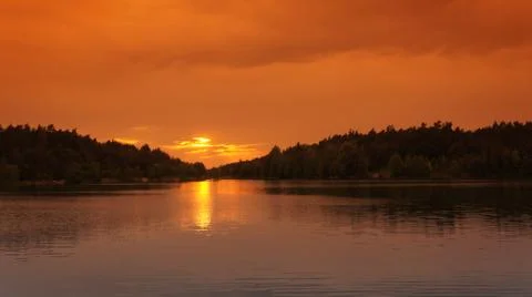 Sunset with Lake Fotos de archivo