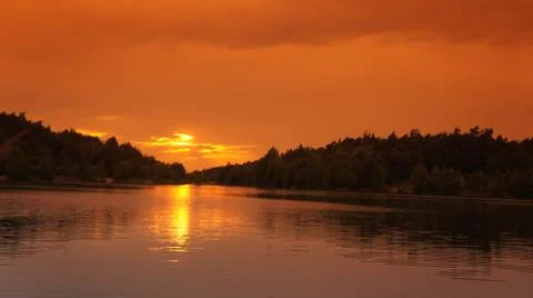 Sunset with Lake Fotos de archivo