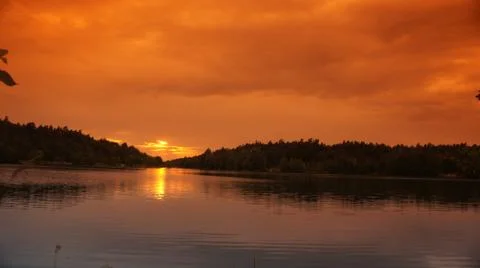 Sunset with Lake Fotos de archivo