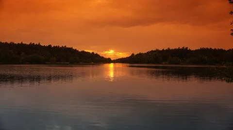 Sunset with Lake Stock-Fotos