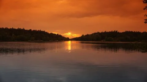 Sunset with Lake Fotos de archivo